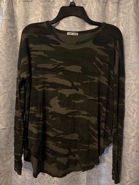 Sweet Romeo womens Long Sleeve Camo Shirt in Olive and Dark Green